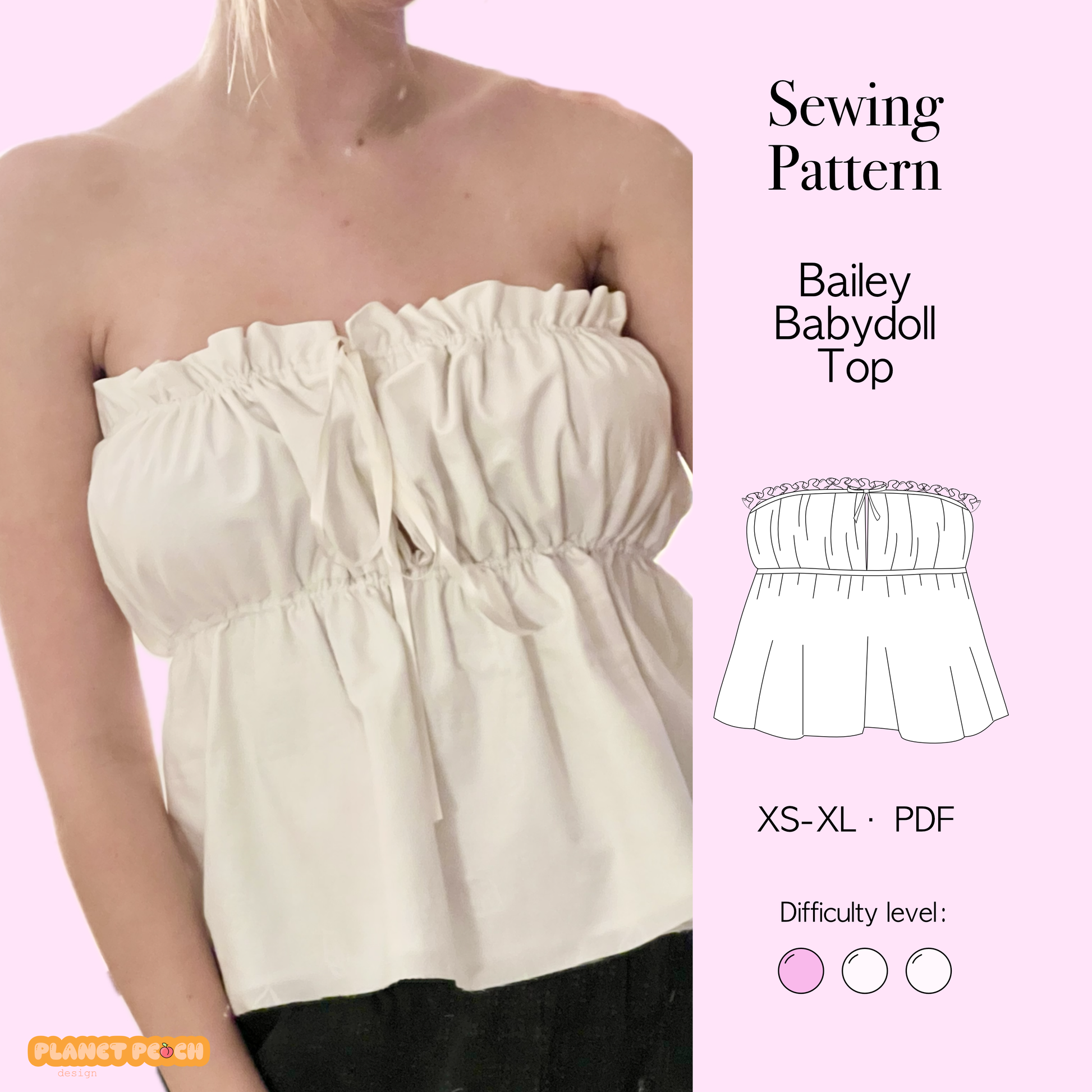 Cottagecore Babydoll Top Sewing Pattern | Bailey Top
