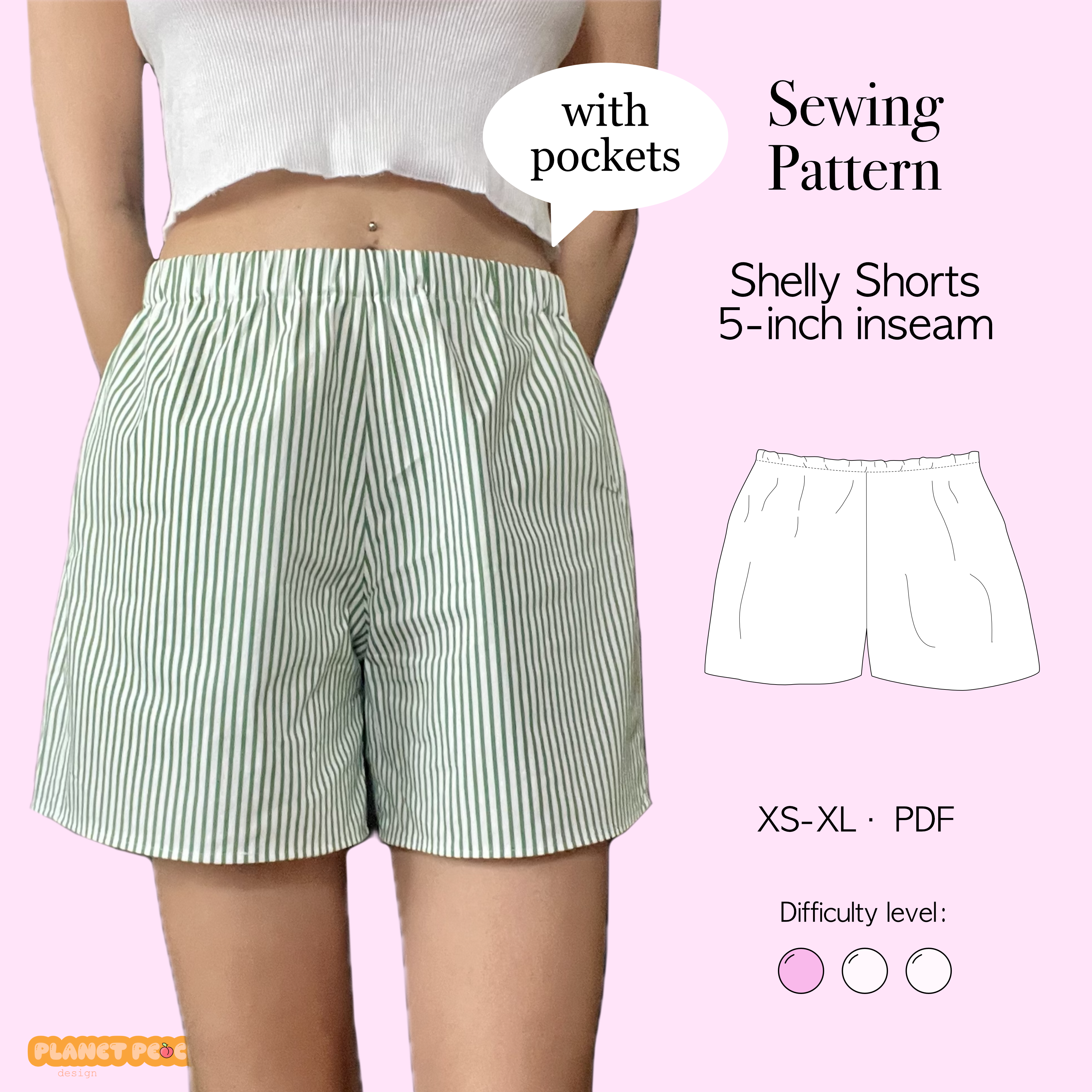 Scandi Shorts 5-inch Inseam Sewing Pattern | Shelly Shorts
