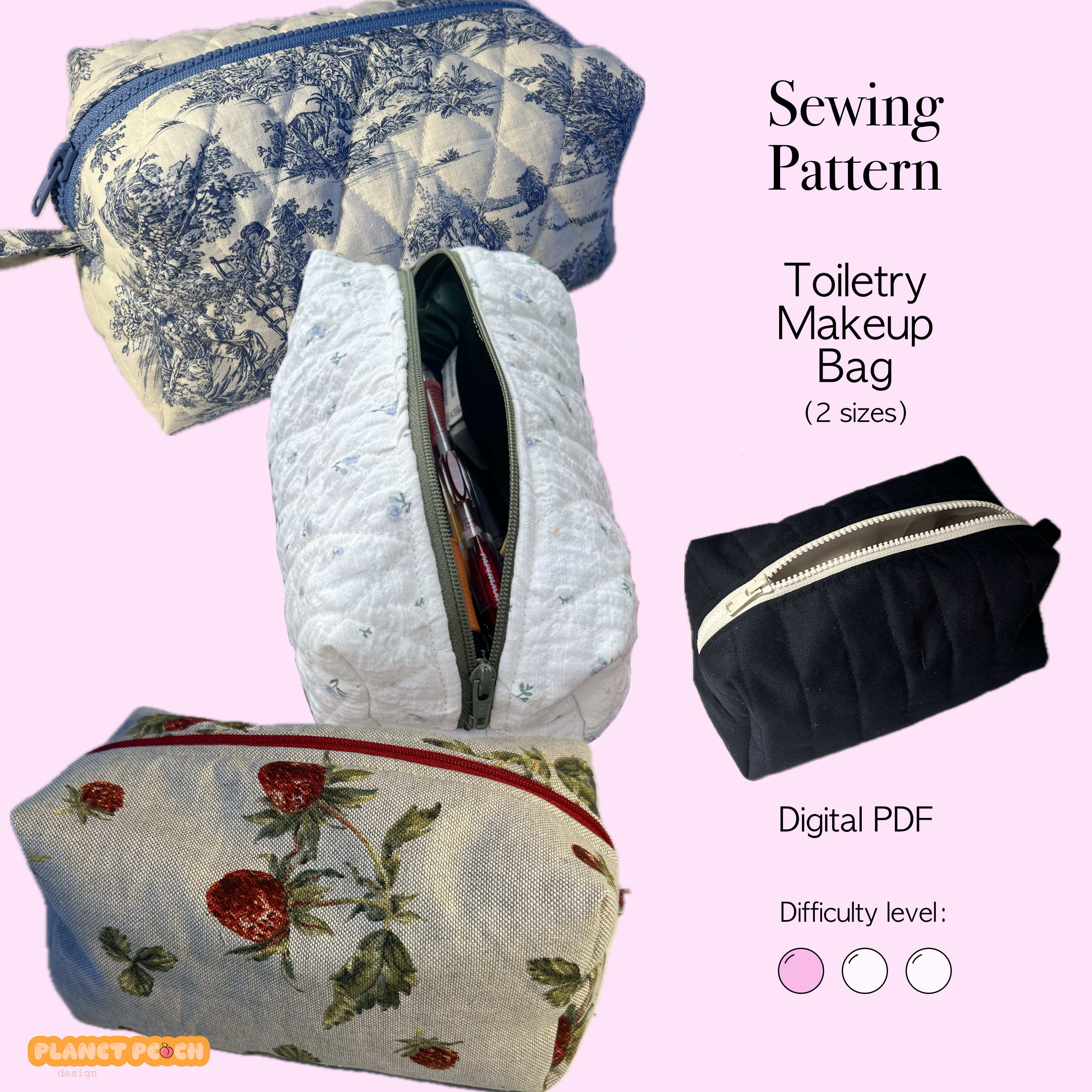 Toiletry Makeup Bag Sewing Pattern