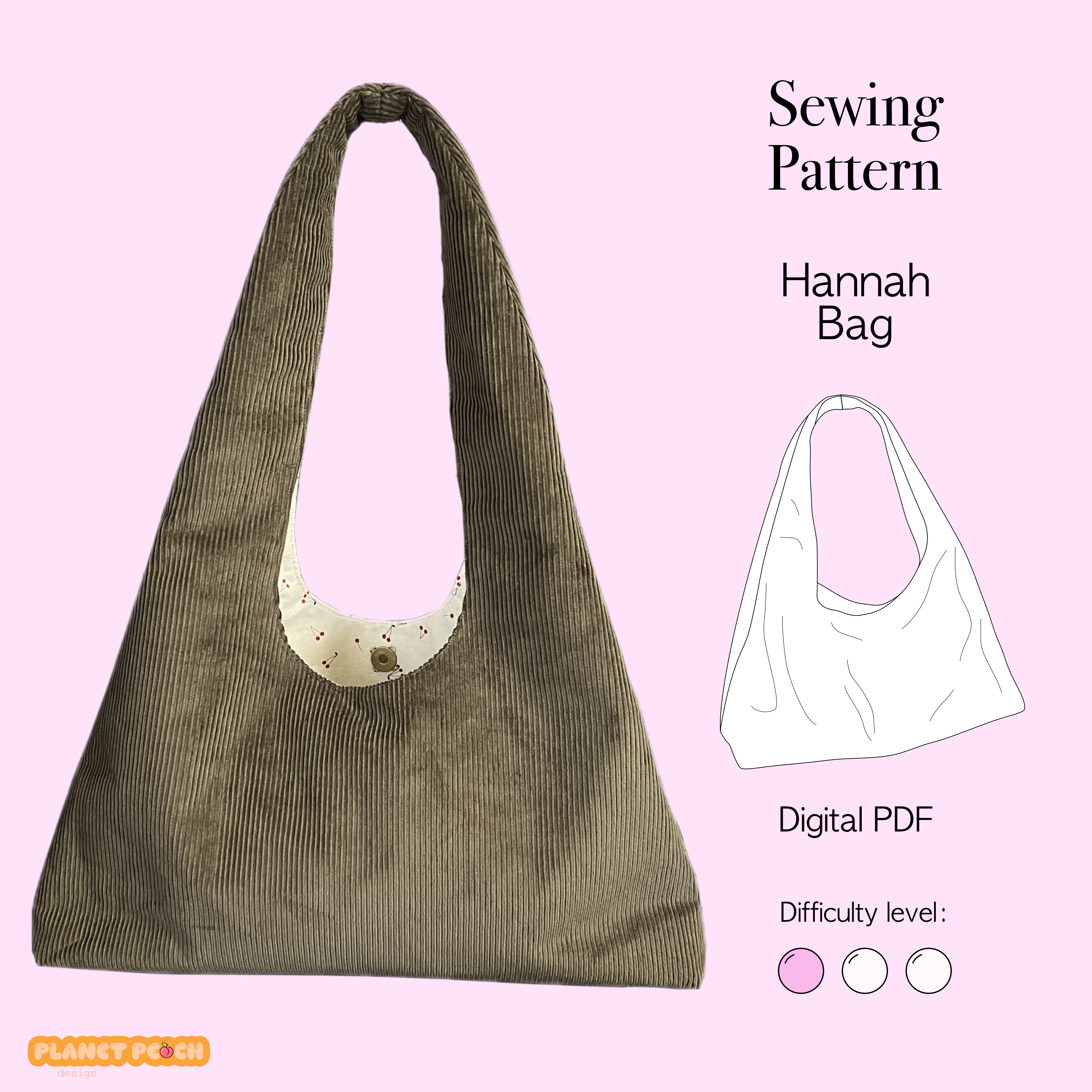 Slouchy Tote Bag Sewing Pattern | Hannah Bag