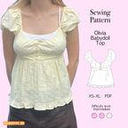 Ruffle Bottom Babydoll Top Sewing Pattern | Olivia Top