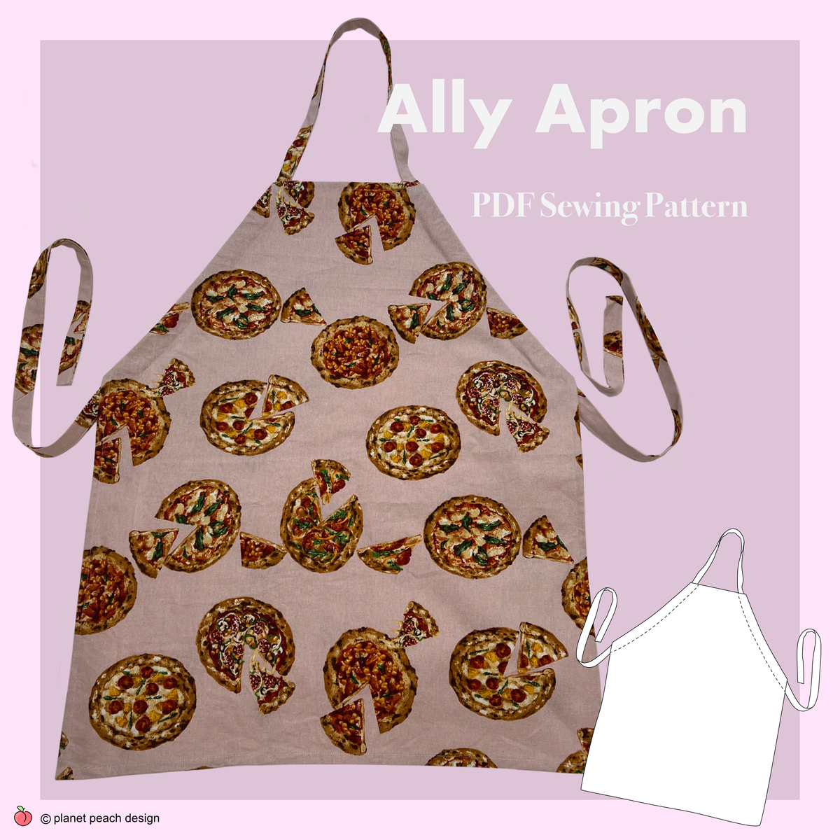 Apron Pattern On Point Simple Adjustable Apron Sewing Pattern | Ally Apron – Planet Peach