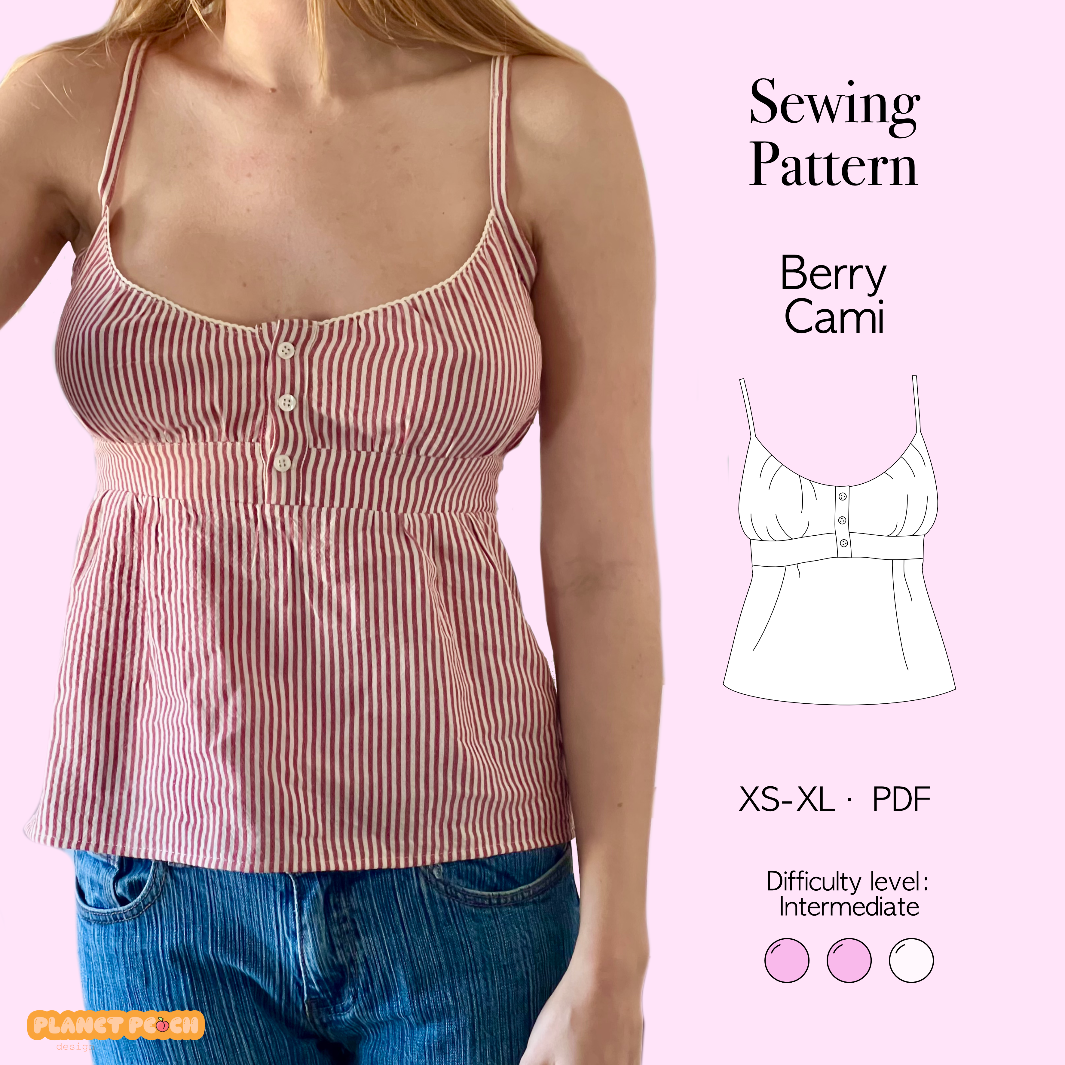 Babydoll Cami Sewing Pattern | Berry Top