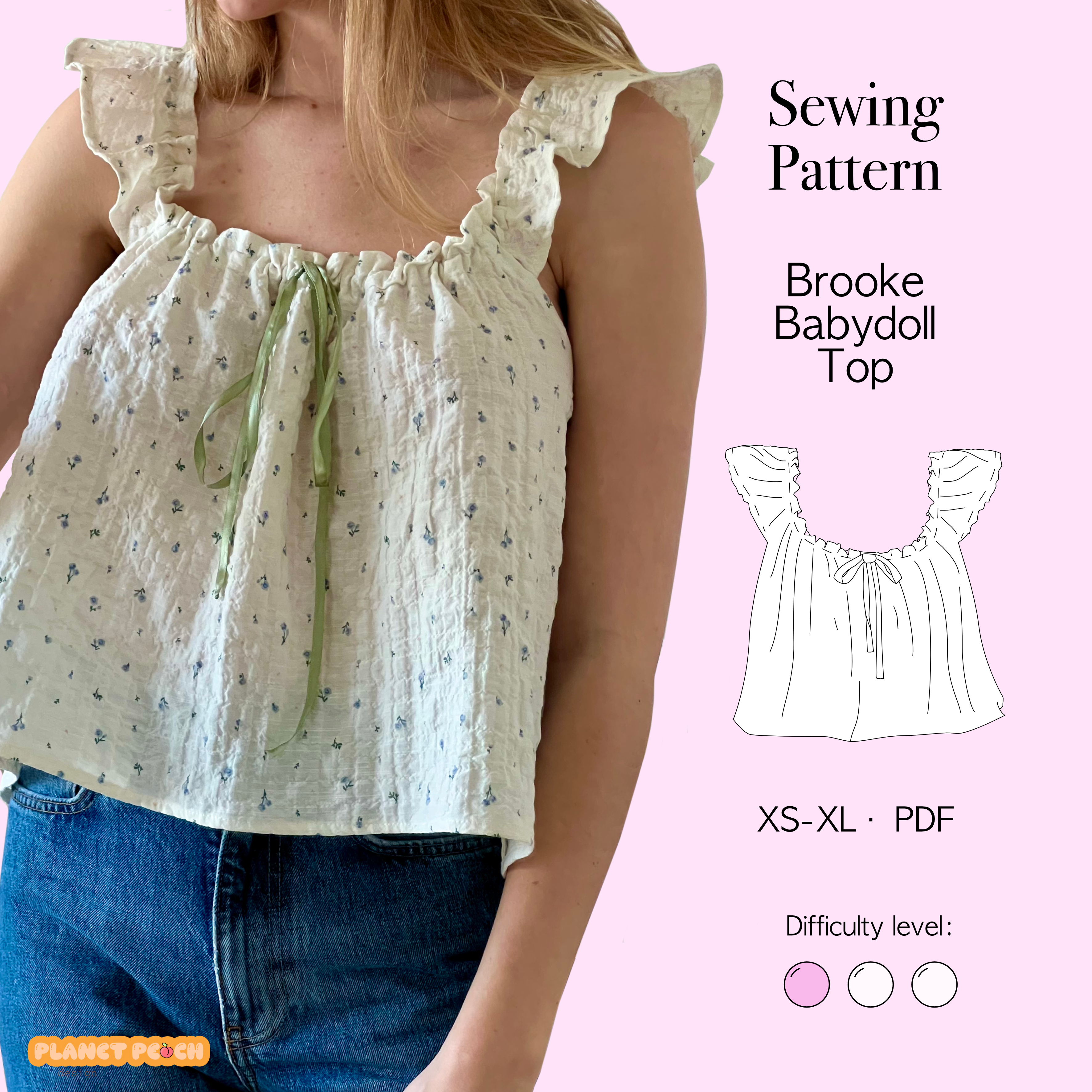 Cottagecore Babydoll Top Sewing Pattern | Brooke Top