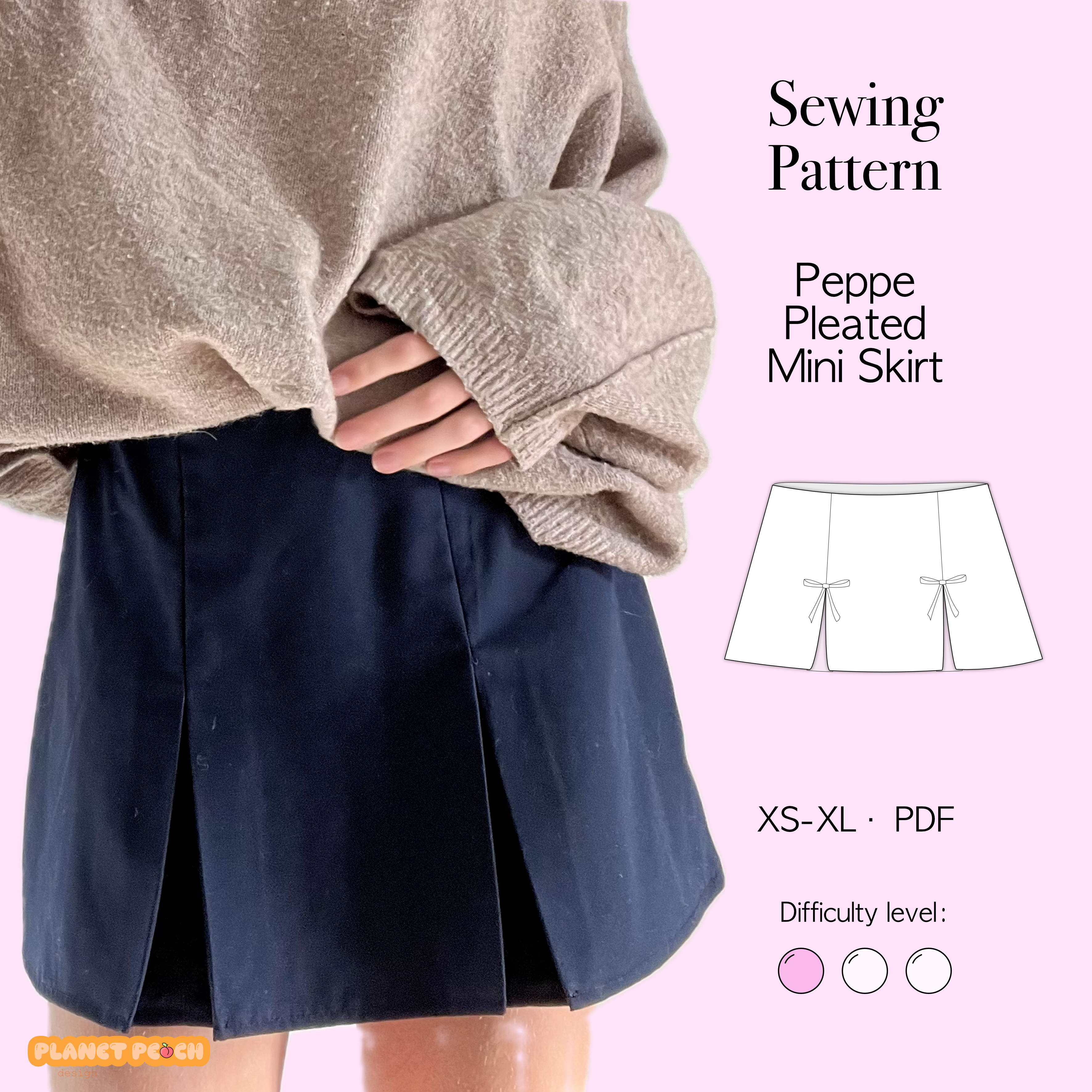 Pleated Mini Skirt Sewing Pattern