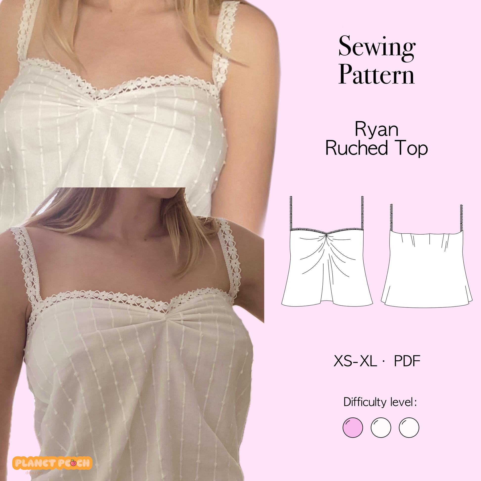 Lace Trim Ruched Top Sewing Pattern | Ryan Top