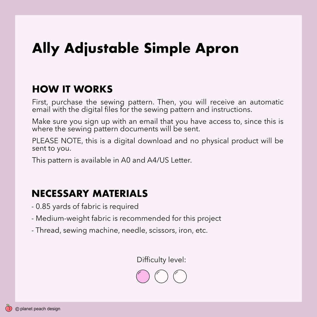 Simple Adjustable Apron Sewing Pattern | Ally Apron
