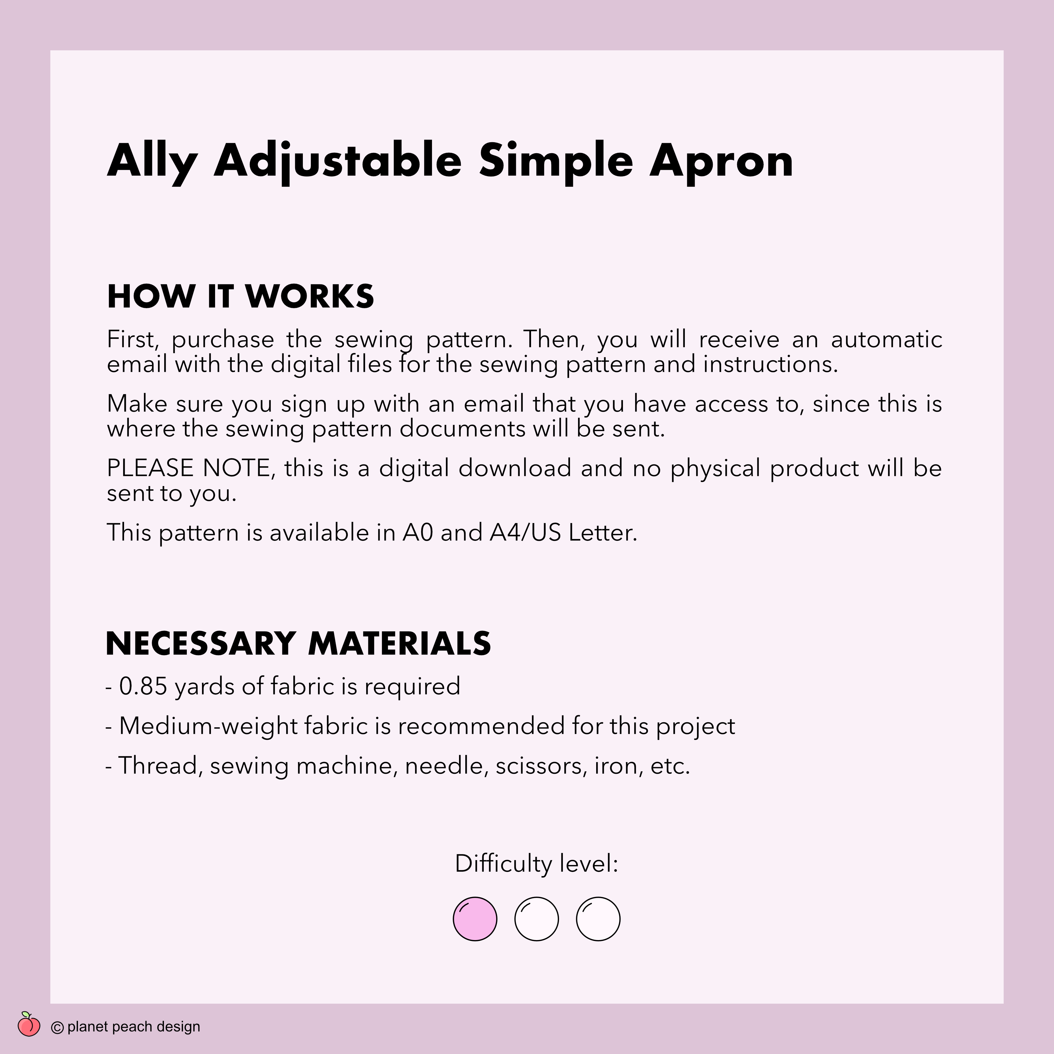 Simple Adjustable Apron Sewing Pattern | Ally Apron