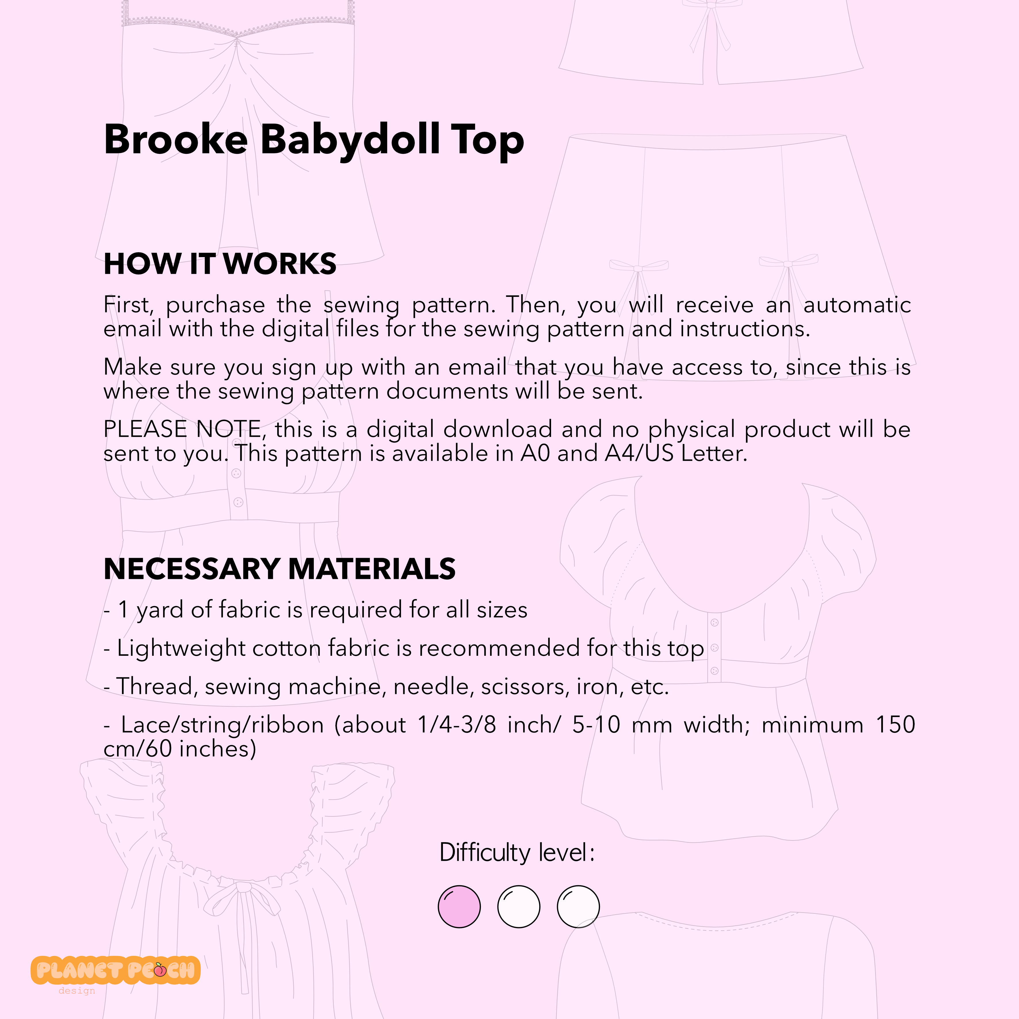 Cottagecore Babydoll Top Sewing Pattern | Brooke Top