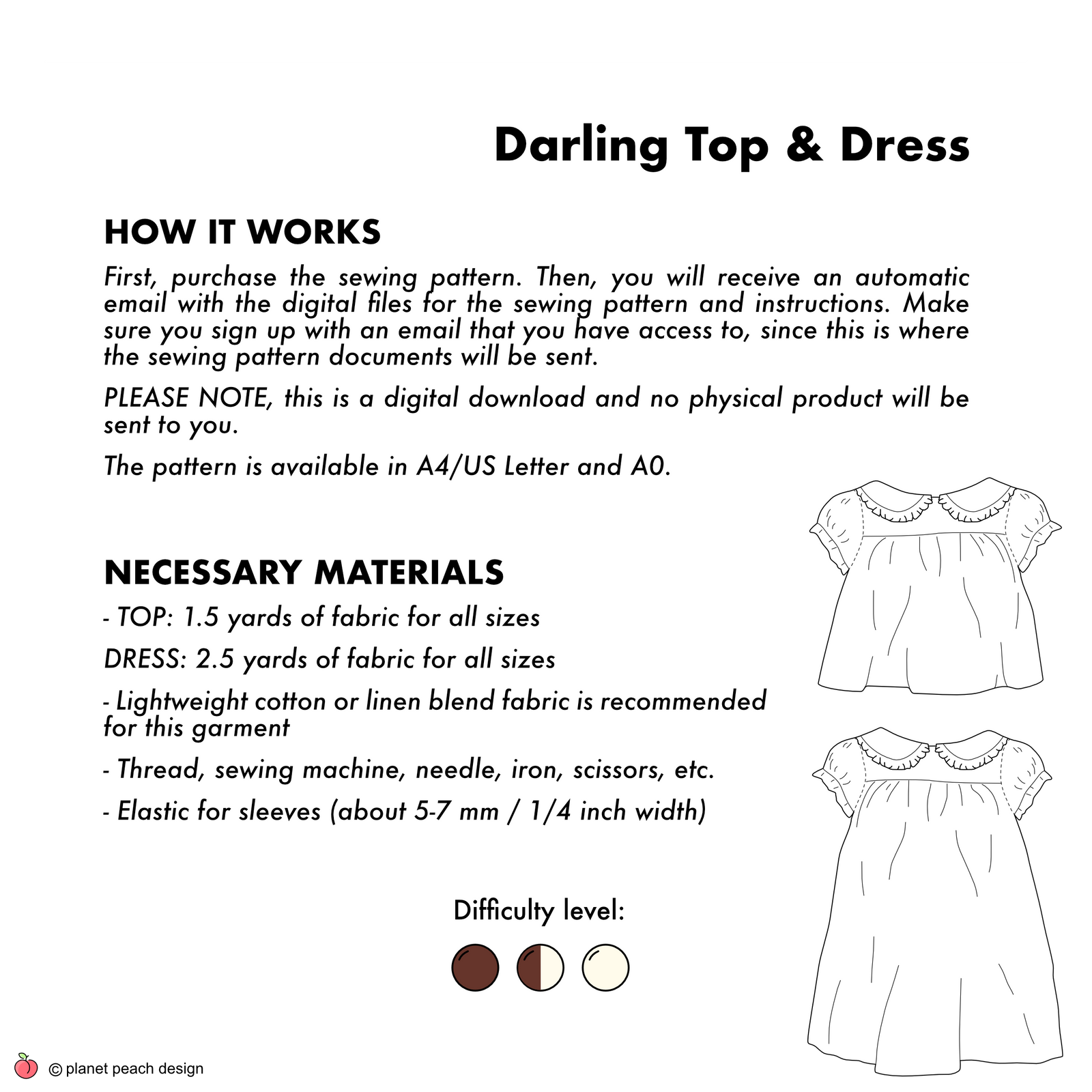 Rounded Collar Dress & Blouse Sewing Pattern