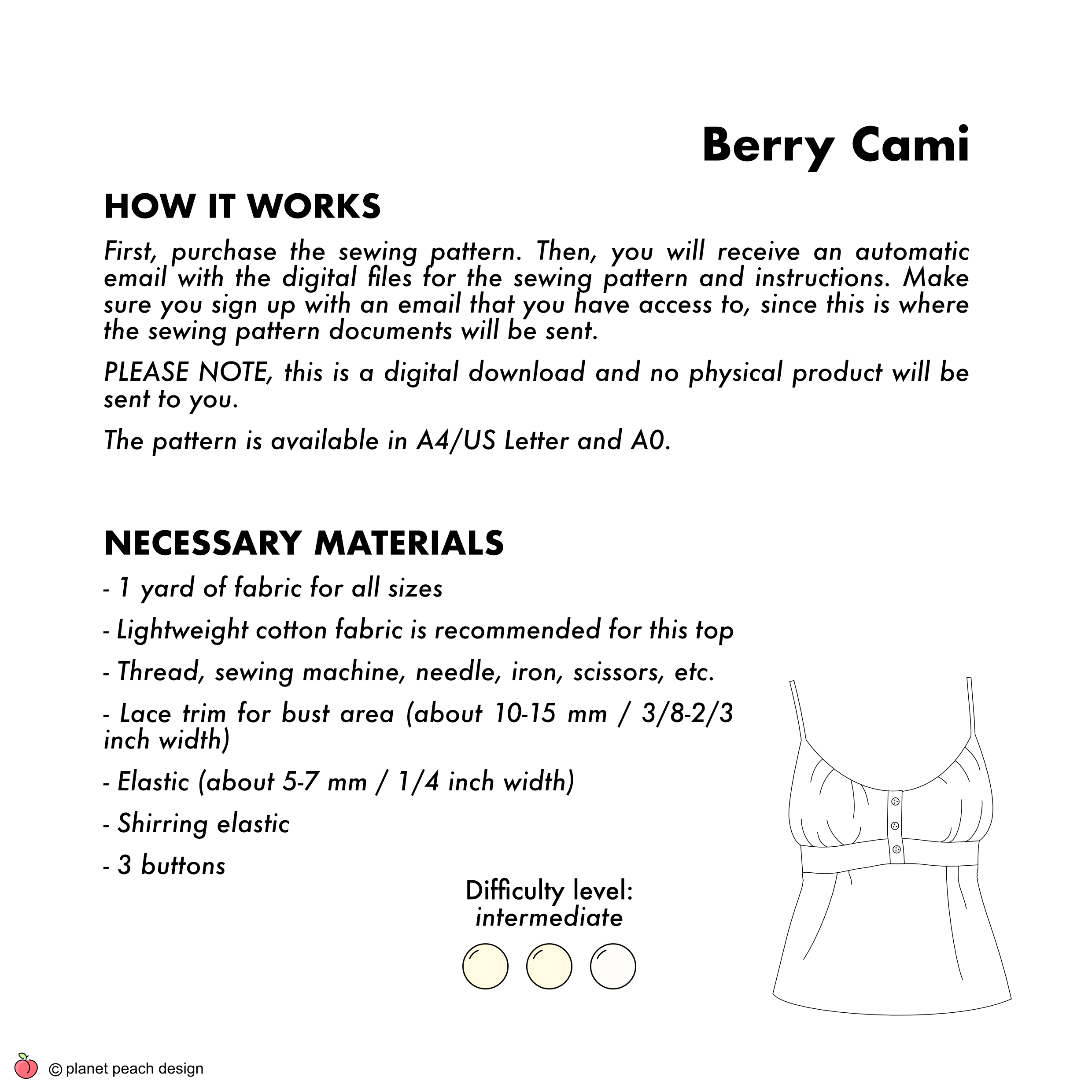 Babydoll Cami Sewing Pattern | Berry Top