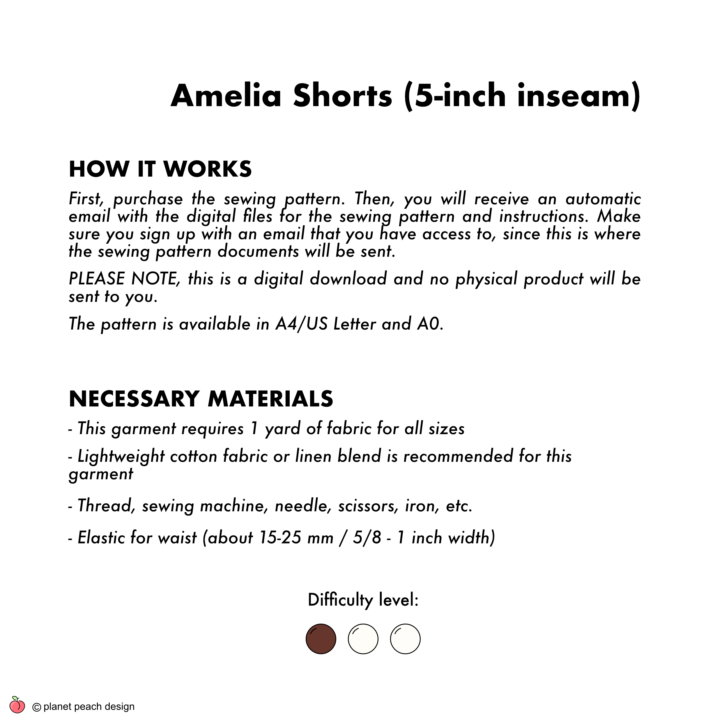 Scandi Shorts Sewing Pattern | Amelia Shorts (5-inch Inseam)