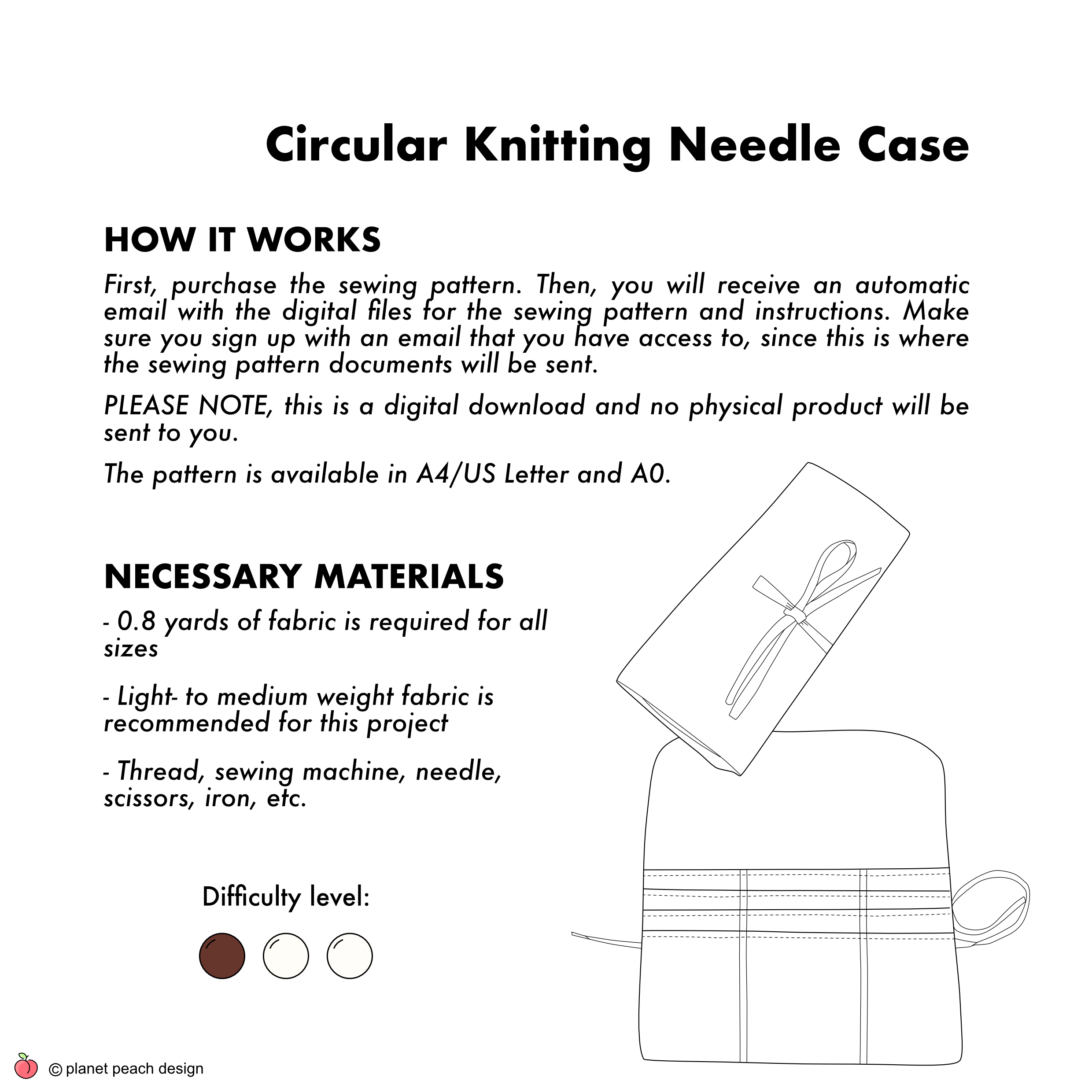 Circular Knitting Needle Case Sewing Pattern