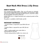 Boat Neck Mini Dress Sewing Pattern | Lily Dress