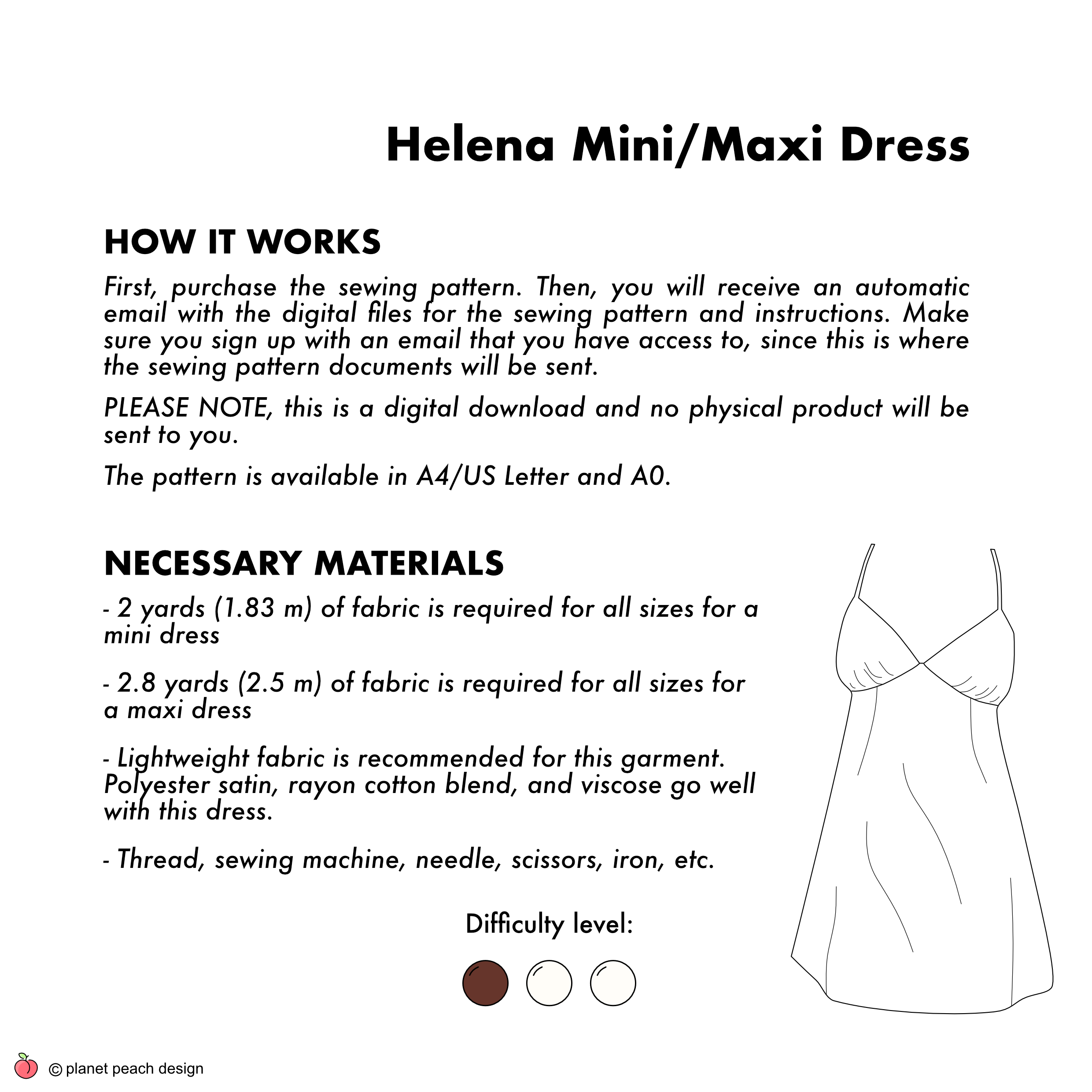 Classic Mini/Maxi Dress Sewing Pattern | Helena Dress