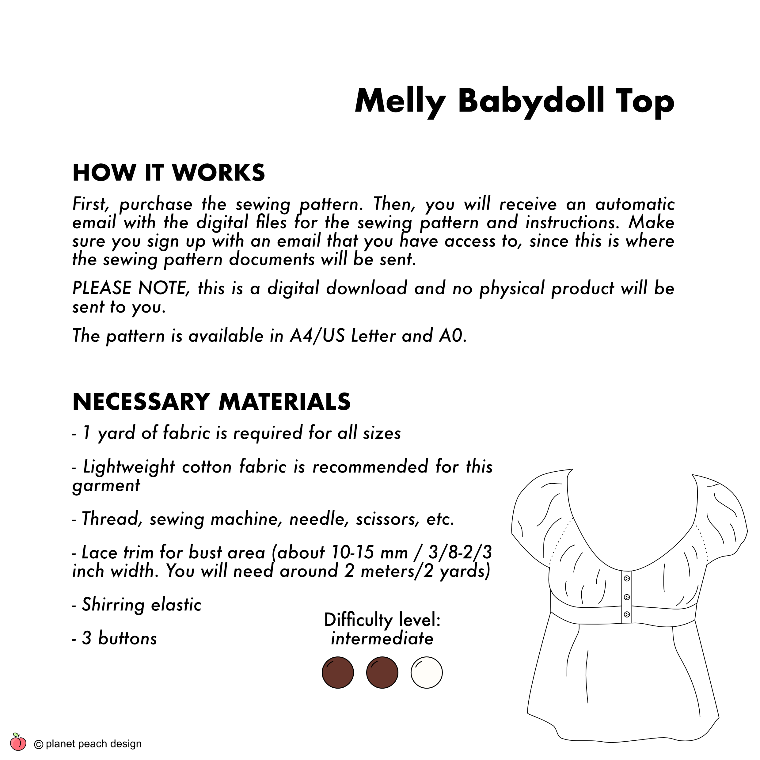Babydoll Top Sewing Pattern | Melly Top