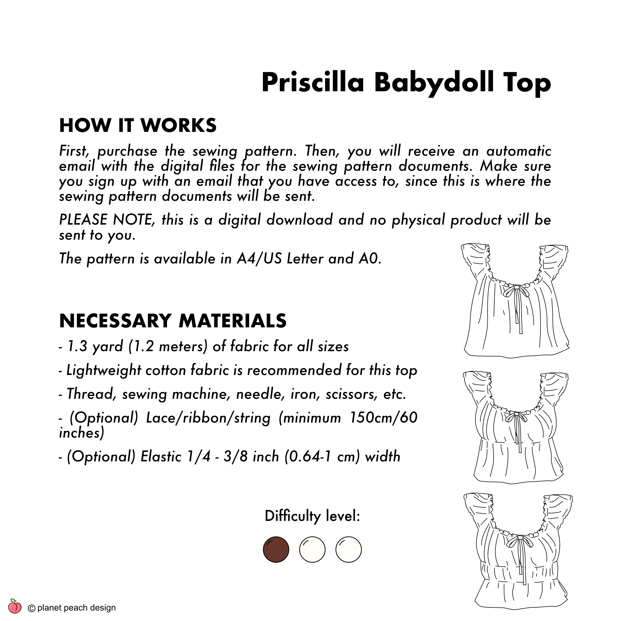 Cottagecore Babydoll Top Sewing Pattern | Priscilla Top