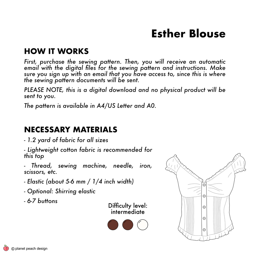 Button-Front Blouse Sewing Pattern I Esther Top