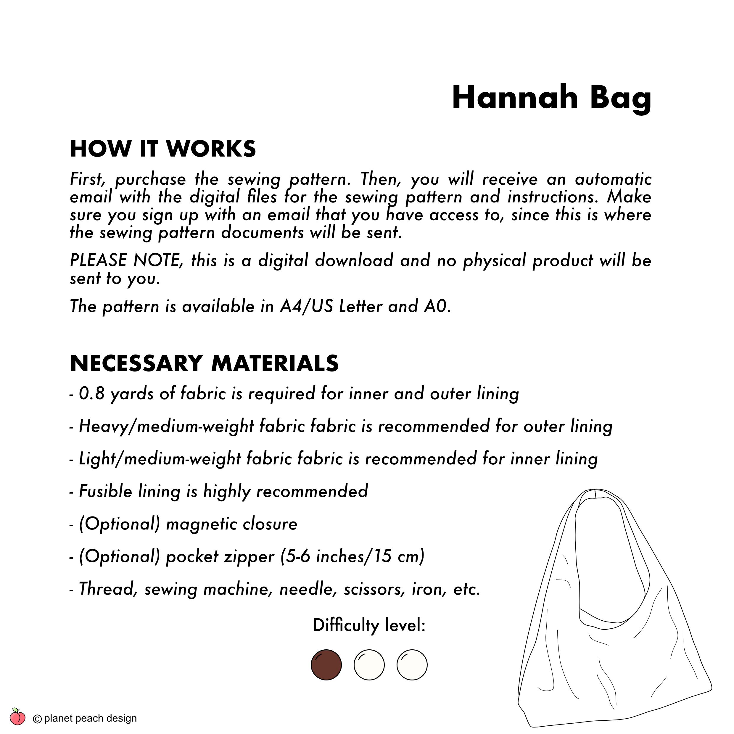 Slouchy Tote Bag Sewing Pattern | Hannah Bag