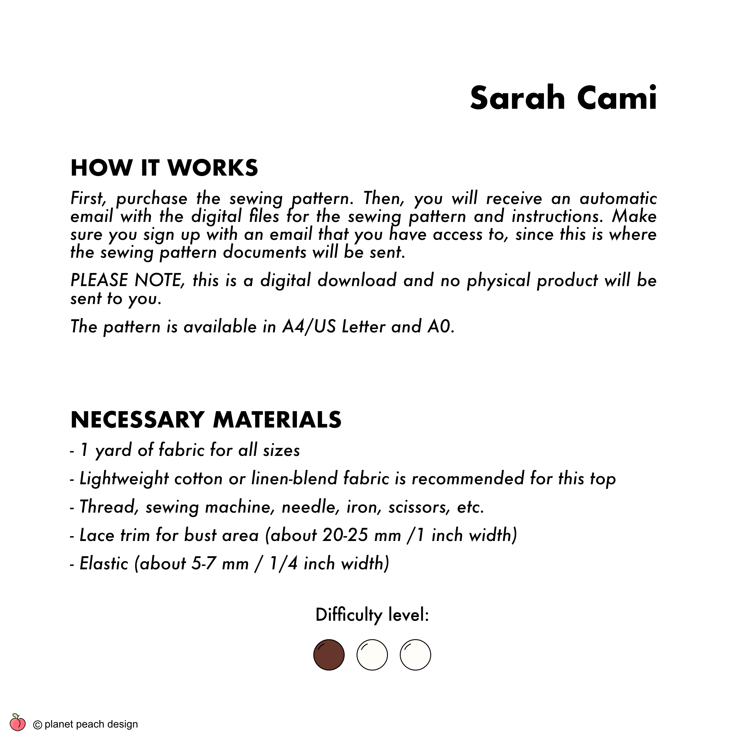 Fitted Lace Cami Sewing Pattern | Sarah Top